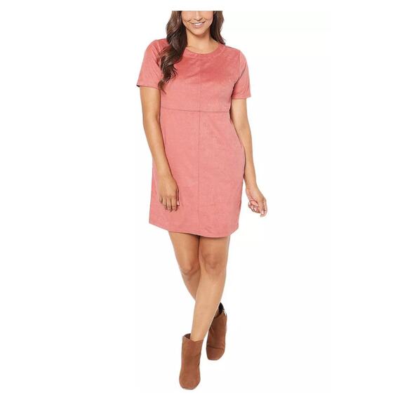 Candace Cameron Bure Regular Faux Suede Shift Dress Clay Size Small w/ Pockets - Picture 1 of 8